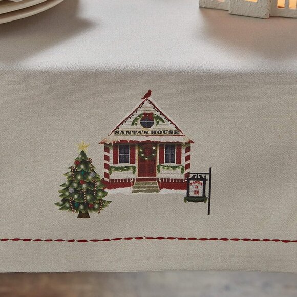 Park Designs Visit to Santa Table Runner - 36" L - Off-White - Picture 2 of 3
